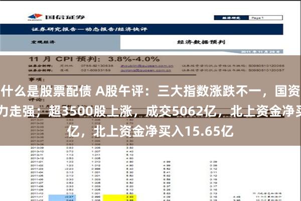 什么是股票配债 A股午评：三大指数涨跌不一，国资云概念、算力走强；超3500股上涨，成交5062亿，北上资金净买入15.65亿