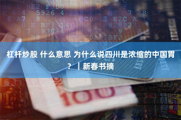 杠杆炒股 什么意思 为什么说四川是浓缩的中国胃？｜新春书摘