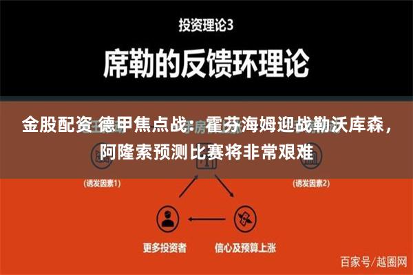 金股配资 德甲焦点战：霍芬海姆迎战勒沃库森，阿隆索预测比赛将非常艰难