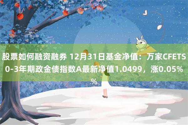 股票如何融资融券 12月31日基金净值：万家CFETS0-3年期政金债指数A最新净值1.0499，涨0.05%