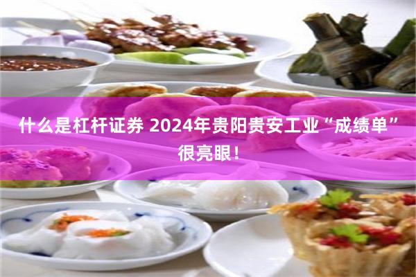 什么是杠杆证券 2024年贵阳贵安工业“成绩单”很亮眼！