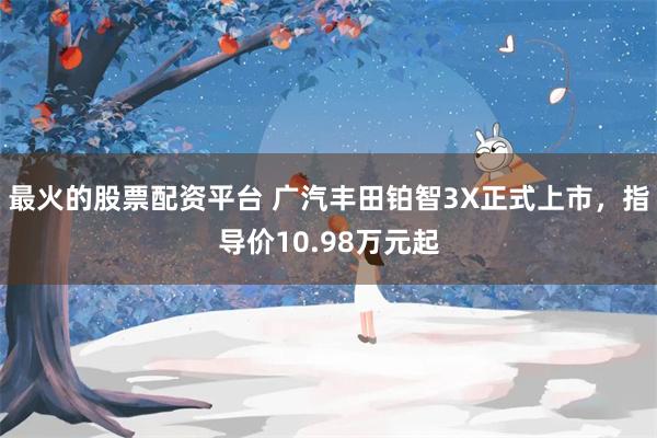 最火的股票配资平台 广汽丰田铂智3X正式上市，指导价10.98万元起