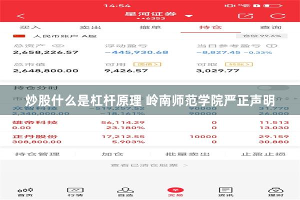 炒股什么是杠杆原理 岭南师范学院严正声明